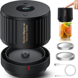 Electric Mason jar vacuum sealer kit with regular mouth converter, wide and regular mouth lids, and USB-C cable